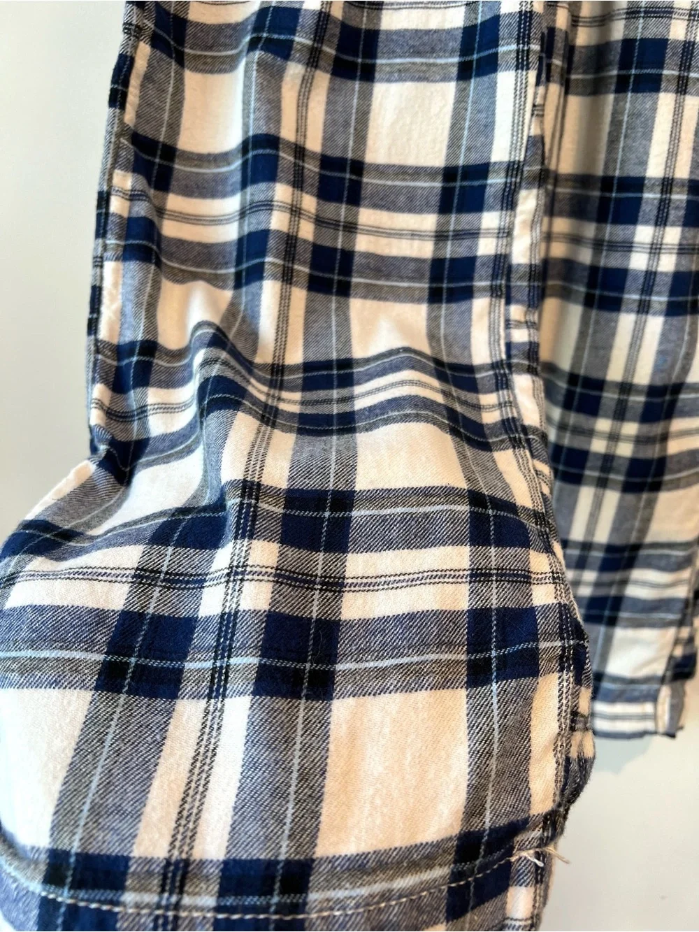 H&M Kids Blue & White Plaid Wide Leg Cotton Pajama Pants Lounge Size 14 / 11-12Y